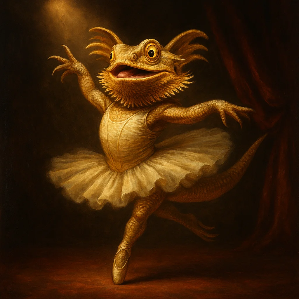 AI ballerina pet portrait in graceful dance pose