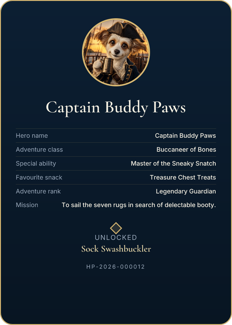 Captain Buddy Paws — Pawtoons character card
