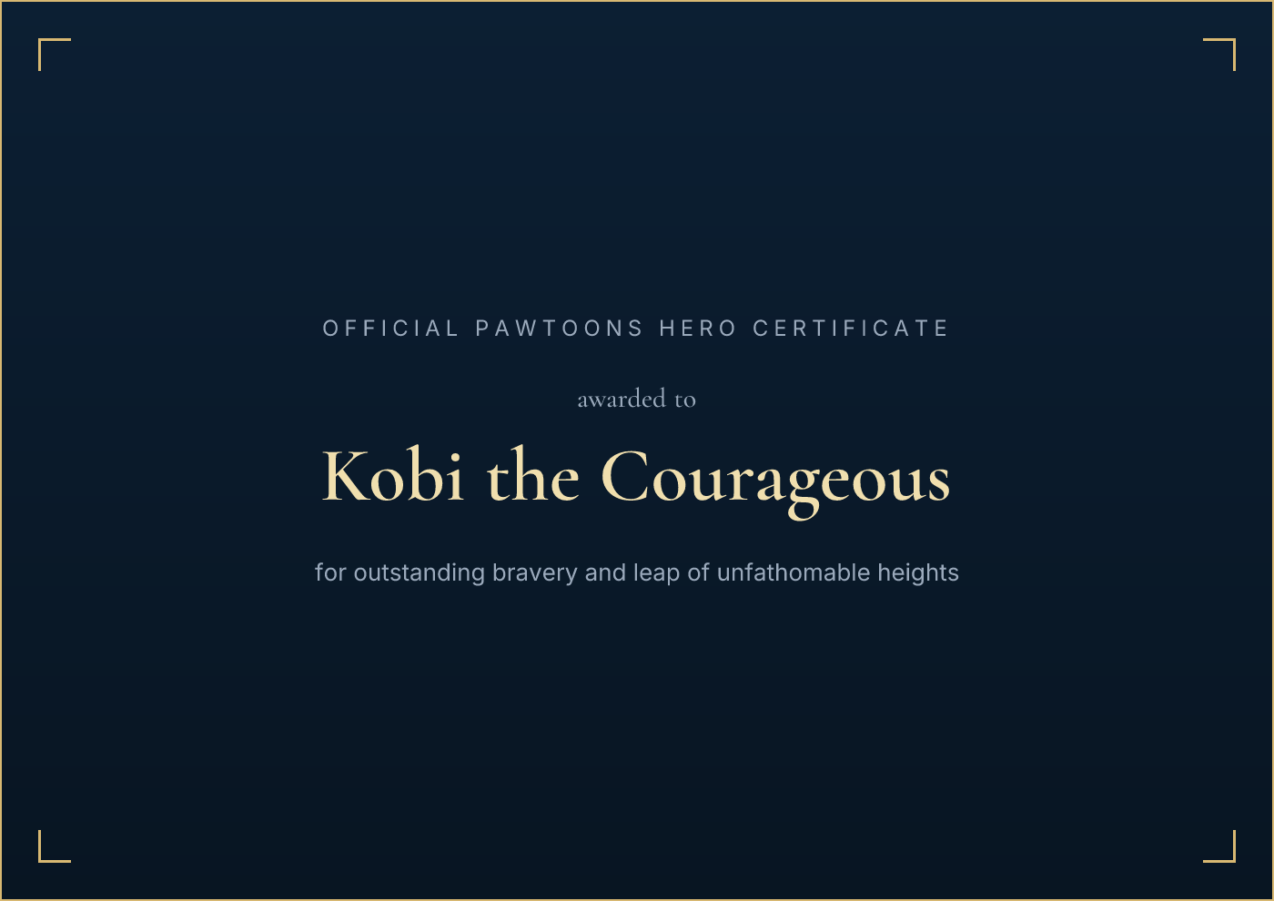 Hero Certificate example — Kobi